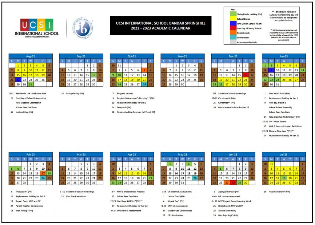 UIS SH Academic Calendar 22-23